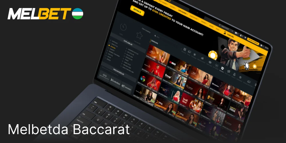 Melbet-da jonli baccarat o'yini