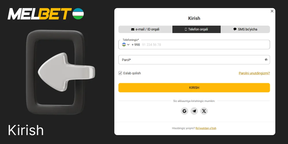 Melbet hisobingizga kirish usullari