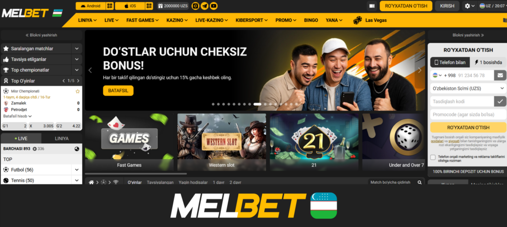 Melbet Oʻzbekiston – sport tikishlari uchun onlayn platforma